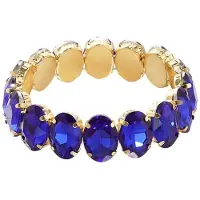 Yehwang Armband grote glaskralen, Kleur-Blauw