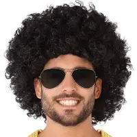 Atosa party Verkleedpruik voor heren en dames - zwart - Pietenpruik - krullen - afro krulletjes - met sinterklaas
