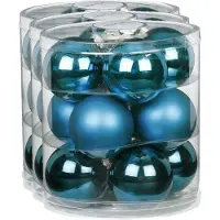 Inge-glas 36x stuks glazen kerstballen diep blauw 8 cm glans en mat - Kerstboomversiering/kerstversiering