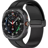 Strap-it Siliconen sport bandje met magnetische D-buckle sluiting - geschikt voor Samsung Galaxy Watch Ultra 2 (2026) / Ultra (2024/2025) - zwart