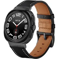Strap-it Leren bandje met gespsluiting - geschikt voor Samsung Galaxy Watch Ultra 2 (2026) / Ultra (2024/2025) - zwart