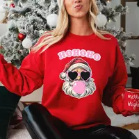 B&C Dames Kersttrui- HoHoHo Kerstman met Bubblegum- maat L- kleur rood- Foute kersttrui.