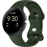 Strap-it Siliconen Classic smartwatch bandje geschikt voor Google Pixel Watch 5 (41 mm) / 4 (41 mm) / 3 (41 mm) / 2 / 1 - Donkergroen