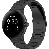 Strap-it Stalen schakel bandje geschikt voor Google Pixel Watch 5 (45 mm) / 4 (45 mm) / 3 (45 mm) - Zwart