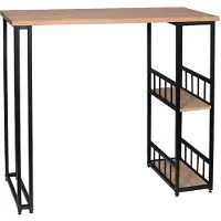 OEM Rechthoekige Bartafel met Opslagruimte - Bartafel voor Binnen & Buiten - Metaal en Hout - Zwart/Licht Eiken, 120 x 50 x 105
