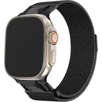 Bandz Milanese band 'Mecha' met magneetsluiting - geschikt voor Apple Watch (Series 12/11/10), (Ultra 4/3/2/1), (SE 3/2/1), (Series 9/8/7/6/5/4) - 44/45/46/49mm - Milanees bandje voor iWatch (zwart)