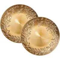Inge-glas Inge Christmas kerstdiner onderborden -12x- 33 cm -kunststof -goud bladeren opdruk