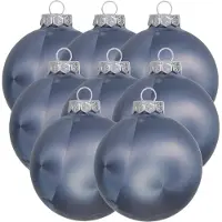 Othmar decorations Luxe kerstballen - 8x st - 8 cm - donkerblauw - glas - ice finish