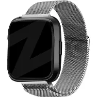 Bandz Milanese loop band geschikt voor Fitbit Versa / Versa 2 - Hoogwaardig gevlochten stalen materiaal smartwatchbandje - Milanees bandje met magneetsluiting - zilver gevlochten stalen bandje