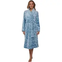 Pastunette Dames badjas met panterprint - turquoise badjas fleece - Zacht & warm - badjas voor dames - maat 4XL (60-62)