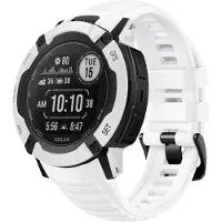 Strap-it Siliconen smartwatch bandje met gespsluiting - geschikt voor de grotere Garmin Instinct 2x (wit)