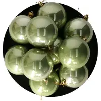 Othmar decorations kerstballen - 36x - 8 cm - salie groen - kunststof - kerstversiering