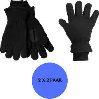 Heatkeeper - Fleece thermo handschoenen - Heren - Zwart - L/XL - 2-Paar - Handschoenen fleece