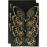 Othmar decorations vlinders op clip - 6x st - zwart - 12 cm - kunststof -kerstversiering