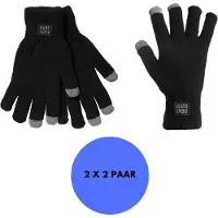 Heatkeeper - Thermo handschoenen unisex - I-touch - Zwart - S/M - 2-Paar - Winter handschoen