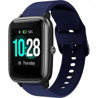 Strap-it Siliconen Smartwatch bandje - Geschikt voor ID205L siliconen bandje - donkerblauw - Horlogeband / Polsband / Armband