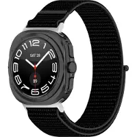 Strap-it Nylon smartwatch bandje met klittenbandsluiting - geschikt voor de Samsung Galaxy Watch Ultra 2 (2026) / Ultra (2024/2025) - zwart