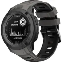 Strap-it Siliconen sport smartwatch bandje met gespsluiting - geschikt voor de grotere Garmin Instinct 2x (donkergrijs/zwart)