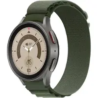 Strap-it Alpine nylon bandje - geschikt voor Samsung Galaxy Watch 4 (Classic) / Watch 5 (Pro) / Watch 6 (Classic) / Watch 7 40 & 44mm / Watch FE - groen