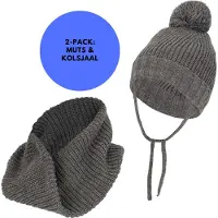 Sarlini - Muts & Colsjaal jongens - Midden Grijs - Winterset - 2 t/m 4 jaar