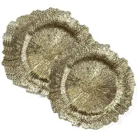 Inge-glas Inge Christmas Diner/kerstdiner onderborden - 12x st - goud - D33 - kunststof - rond
