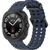 Strap-it Ocean siliconen smartwatch bandje - geschikt voor de Samsung Galaxy Watch Ultra 2 (2026) / Ultra (2024/2025) - donkerblauw