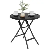 OEM Opklapbare bistrotafel, zwart, met glazen blad en metalen frame