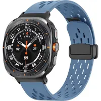 Bandz Sport band 'Air' met magnetische D-buckle sluiting - geschikt voor Samsung Galaxy Watch Ultra 2 (2026) / Ultra (2024/2025) - hoogwaardig siliconen materiaal smartwatch bandje (grijsblauw)