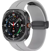 Strap-it Siliconen sport bandje met magnetische D-buckle sluiting - geschikt voor Samsung Galaxy Watch Ultra 2 (2026) / Ultra (2024/2025) - grijs