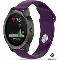 Strap-it Siliconen sport bandje - geschikt voor Garmin Vivoactive 3 / Vivoactive 5 / Vivomove HR / Venu / Venu SQ / Forerunner 245 / 570 - 42mm / 645 - paars