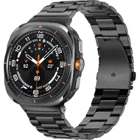 Bandz Stalen schakel band 'Classic' met vlindersluiting - geschikt voor Samsung Galaxy Watch Ultra 2 (2026) / Ultra (2024/2025) - inclusief horloge inkort set (zwart)
