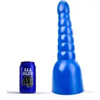 All Blue Geribbelde Anaal Dildo 34 x 11 cm - blauw