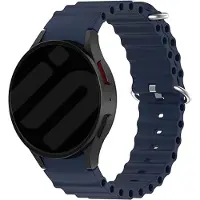 Strap-it Ocean siliconen bandje - geschikt voor Samsung Galaxy Watch 4 (Classic) / Watch 5 (Pro) / Watch 6 (Classic) / Watch 7 40 & 44mm / Watch FE - donkerblauw