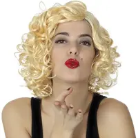 Atosa Verkleedpruik Dames - Blond - Marilyn filmster - krullend haar - Beroemdheid - carnaval