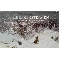 Rien Poortvliet 8 Dubbele Kerstkaarten met konijntje - Gevouwen kerstkaart sneeuwlandschap met enveloppen - fijne kerstdagen