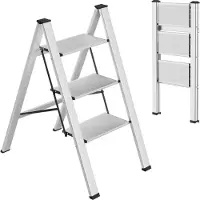 OEM Ladder - 3-Treeds - Zilver - Aluminium - Opvouwbaar - Antislip - 2,57 Kg - Huishouden - 82,5x65x45 Cm - Gewichtsvermogen 150 Kg