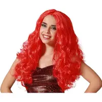 Atosa Verkleedpruik Dames Fantasia - Rood - lang golvend haar - Beroemdheid - Fantasy/festival/prinses/zeemeermin - carnaval