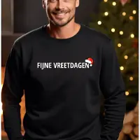 B&C Heren kersttrui- Fijne vreetdagen- maat XXL- Foute kersttrui- Zwarte sweater heren.