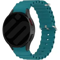 Strap-it Ocean siliconen bandje - geschikt voor Samsung Galaxy Watch 4 (Classic) / Watch 5 (Pro) / Watch 6 (Classic) / Watch 7 40 & 44mm / Watch FE - donkergroen