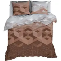 Satin d'or Kiton Dekbedovertrek - Tweepersoons - 200x200/220 cm - Grijs/Mokka