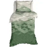 Satin d'or Kiton Dekbedovertrek - Eenpersoons - 140x200/220 cm - Jade/Forestgreen