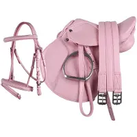 QHP Compleet Zadelset - Maat Shetlander-pink / 13 inch