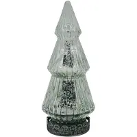 Clayre & Eef Kerstdecoratie met LED-verlichting Kerstboom Ø 7x16 cm Zilverkleurig Glas Zilverkleurig