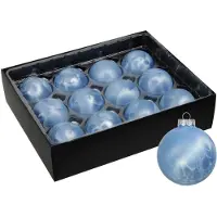 Othmar decorations Luxe kerstballen - 12x - 6 cm - blauw - glas - Kerstbal
