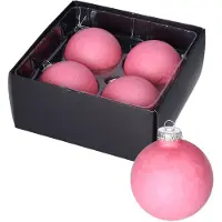 Othmar decorations Luxe kerstballen - 4x - 8 cm - roze - glas - Kerstbal