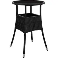 vidaXL Tuintafel Ø60x75 cm gehard glas en poly rattan zwart