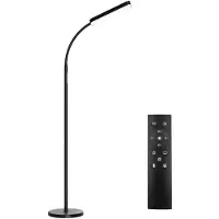 TecTake LED-Vloerlamp - Dimbaar met Zwanenhals, 5 Lichtmodi - Modern Design - Lees- & Bureaulamp - Zwart