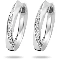 The Jewelry Collection Zilver Gerhodineerde Klapoorringen zirkonia 1333626