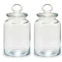 Pasabahce Snoeppot/voorraadpot Megan - 2x - 1100 ml - glas - met luchtdichte deksel - D11 x H17 cm - Voorraadpot