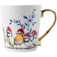 Heinen Delfts Blauw mok Bosvogels kerst